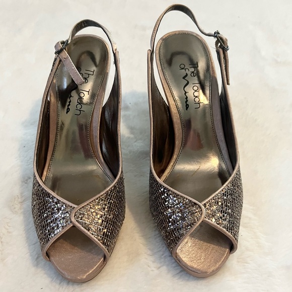 Jolene Diamond White Sparkle Glitter Dress Heel w/ Open Toe (Size 4)
